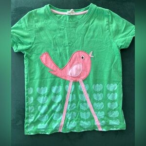 Boden Green Tee with Pink Bird Design